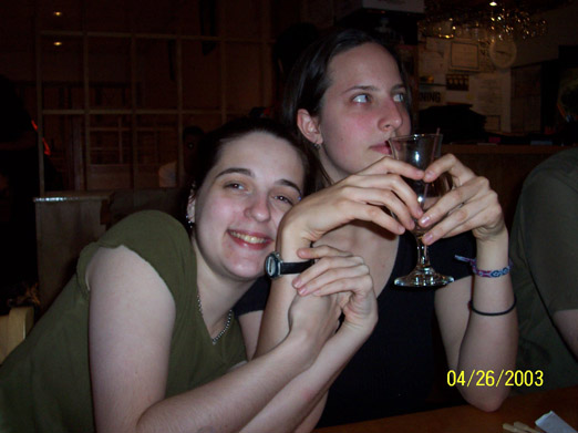 This is Sarah trying to act grown up and casual, and indifferent to the arm-clingy that's attached itself. This is Sarah trying to act grown up and casual, and indifferent to the arm-clingy that's attached itself.